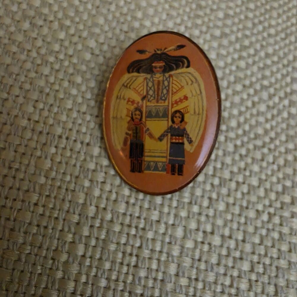 Vtg Native American Angel Pin Wings Children Acrylic Tribal Image Ceremony Old - Picture 2 of 5